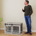 Load image into Gallery viewer, Dog Crate Furniture, Dog House Furniture Style for Large Breeds, Pet Kennel with Removable Cushion for Indoor Use, 98 x 58 x 61cm, Grey
