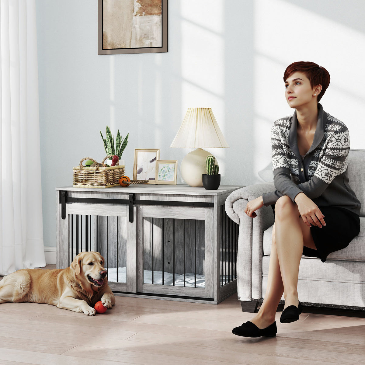 PawHut Dog Crate Furniture for Extra Large Breeds with Removable ...