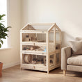 Load image into Gallery viewer, Wooden Hamster Cage, Large 3 Tier Hamster Cage w/ Pull-Out Tray, Openable Tops, Huts, Seesaws, Ramps, Water Bowls, for Small Animals, Guinea Pigs, Rats, Bunnies, Gerbils, 26.8" x 24.2" x 35.4"
