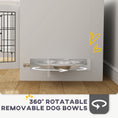 Load image into Gallery viewer, 31.5in Dog Crate Furniture with 360° Rotatable Removable Dog Bowls, Dog Kennel Side End Table with Two Doors, for Medium Dogs, 31.5" x 24" x 25", White
