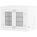 Load image into Gallery viewer, 31.5in Dog Crate Furniture with 360° Rotatable Removable Dog Bowls, Dog Kennel Side End Table with Two Doors, for Medium Dogs, 31.5" x 24" x 25", White
