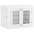Load image into Gallery viewer, 31.5in Dog Crate Furniture with 360° Rotatable Removable Dog Bowls, Dog Kennel Side End Table with Two Doors, for Medium Dogs, 31.5" x 24" x 25", White

