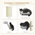 Load image into Gallery viewer, 3Pcs Cat Wall Shelf with Scratching Post, Cat Wall Shelves for Relaxing, Climbing, Cat Wall With Soft Ladder, Scratching Board, Hammock, Grey

