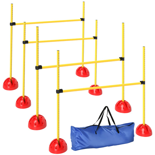 4 Piece Agility Training Equipment for Dogs with Height Adjustable Jump Hurdle, Bag, Portable, Easy Assemble Dog Outdoor Obstacle Course for Training