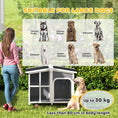Load image into Gallery viewer, Wooden Dog Kennel, Elevated Dog House with Removable Floor, Asphalt and Openable Roof, Giant Window, Outdoor Pet House Shelter for Large Dogs, Charcoal Grey
