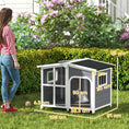 Load image into Gallery viewer, Wooden Dog Kennel, Elevated Dog House with Removable Floor, Asphalt and Openable Roof, Giant Window, Outdoor Pet House Shelter for Large Dogs, Charcoal Grey
