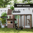 Load image into Gallery viewer, Wooden Cat Catio, 76"L Walk in Outdoor Cat House with Asphalt Roof, Platforms, Lockable Doors, 3-tier Resting Condo, Observation Window, for 2-3 Cats, Brown
