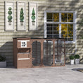 Load image into Gallery viewer, Wooden Cat Catio, 76"L Walk in Outdoor Cat House with Asphalt Roof, Platforms, Lockable Doors, 3-tier Resting Condo, Observation Window, for 2-3 Cats, Brown
