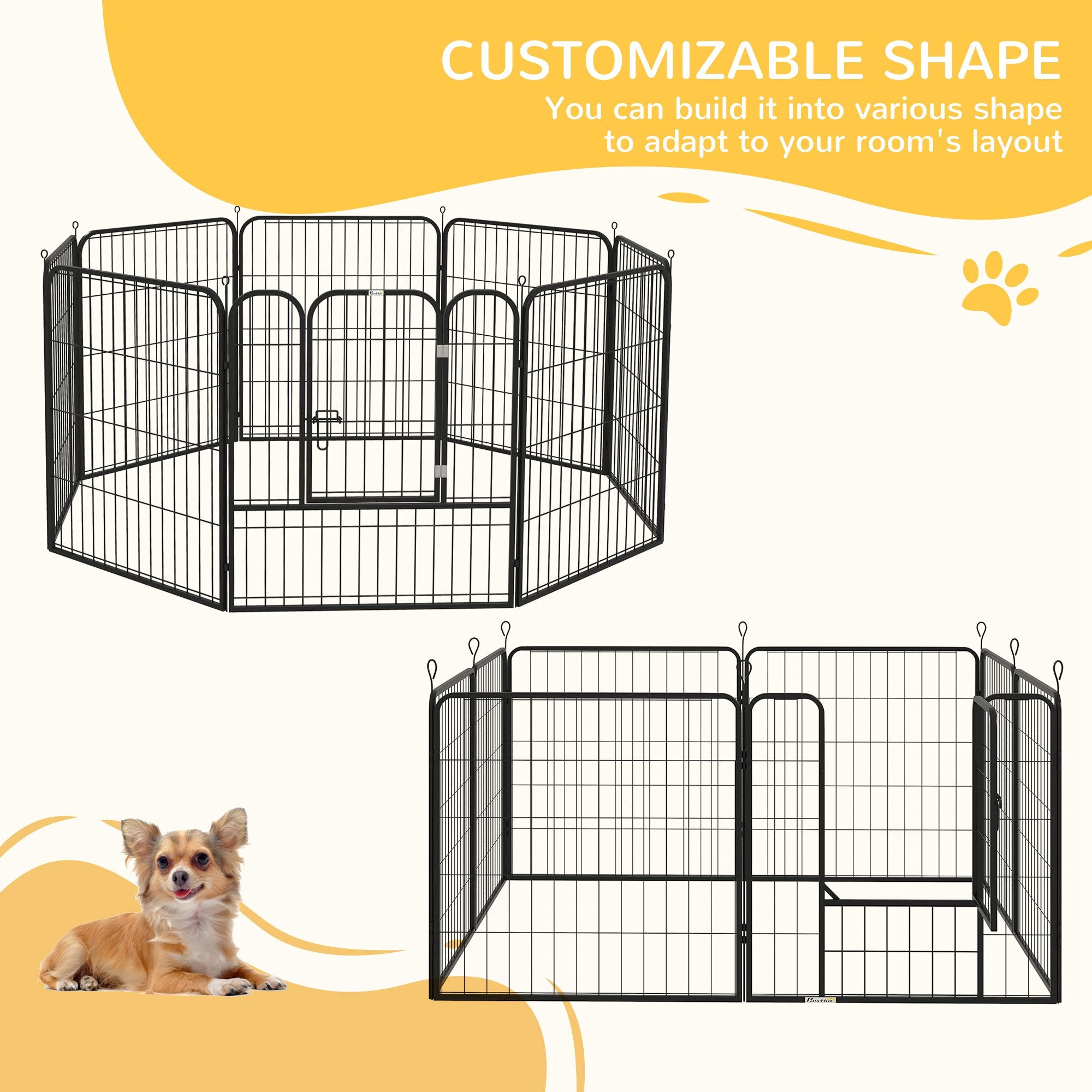 Dog Pen 8 Panels Puppy Pen Heavy Duty Pet Playpen for Indoor Outdoor for Dogs, Rabbits, Ducks 80cm High
