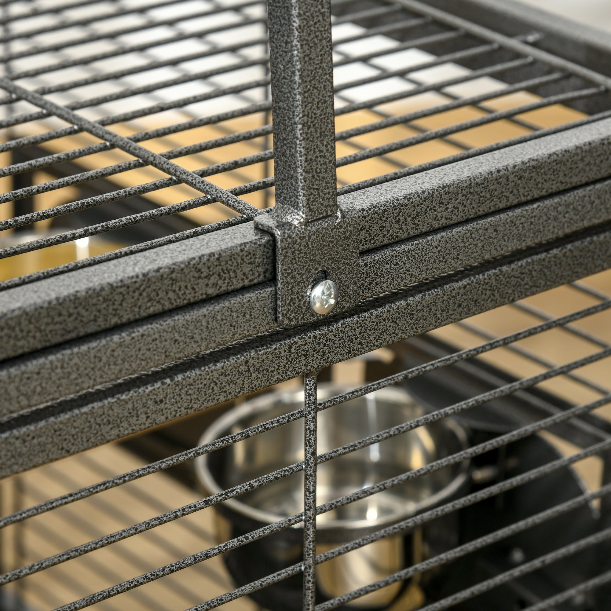 Bird Travel Carrier Cage for Parrots Conures African Grey Cockatiel Parakeets with Stand Perch, Stainless Steel Bowls, Pull Out Tray, Black