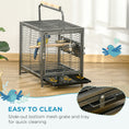 Load image into Gallery viewer, Bird Travel Carrier Cage for Parrots Conures African Grey Cockatiel Parakeets with Stand Perch, Stainless Steel Bowls, Pull Out Tray, Black
