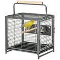 Load image into Gallery viewer, Bird Travel Carrier Cage for Parrots Conures African Grey Cockatiel Parakeets with Stand Perch, Stainless Steel Bowls, Pull Out Tray, Black
