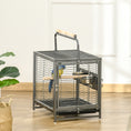 Load image into Gallery viewer, Bird Travel Carrier Cage for Parrots Conures African Grey Cockatiel Parakeets with Stand Perch, Stainless Steel Bowls, Pull Out Tray, Black
