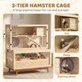 Load image into Gallery viewer, Wooden Hamster Cage, Large Gerbil Cage with Hut, Wheel, Ramps, 3 Tier Small Animal Habitat with Removable Viewing Panels, 80 x 50 x 84 cm, Natural
