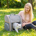 Load image into Gallery viewer, Cat Backpack Carrier, Foldable Pet Carrier for Mini Dogs and Cats Up to 5 kg, Pet Travel Bag with Mesh Window, Side Pocket for Travel and Outdoor Activities, Grey
