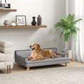Charger l'image dans la visionneuse de la galerie, Dog Sofa, 39" Cat Couch with Removable Cushion, Washable Cover, Wooden Legs, Elevated Pet Cat Sofa for Medium & Large Dogs, Light Grey
