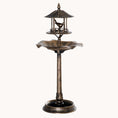 Load image into Gallery viewer, 3-in-1 Garden Bird Bath Bowl Pedestal with Bird Feeder, Large Water Basin, Underneath Flower Planter, Antique Gold (Bronze)
