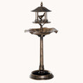 Load image into Gallery viewer, 3-in-1 Garden Bird Bath Bowl Pedestal with Bird Feeder, Large Water Basin, Underneath Flower Planter, Antique Gold (Bronze)
