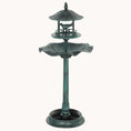 Load image into Gallery viewer, 3-in-1 Garden Bird Bath Bowl Pedestal with Bird Feeder, Large Water Basin, Underneath Flower Planter, Green
