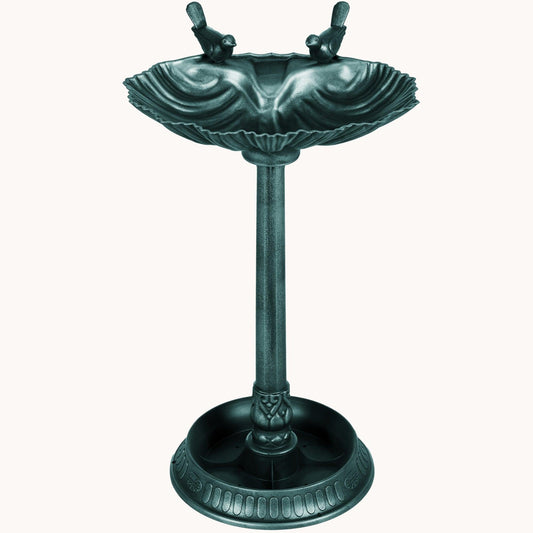Dual Basin Vintage Charm Bird Bath & Feeder Statue