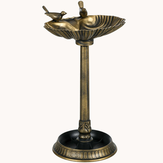 32" Antique Bird Bath with Pedestal Flower Planter Base, Vintage Style Decorative Birdbath, Bird Feeder Bowl & Planter Decoration Yard Statue, Bronze