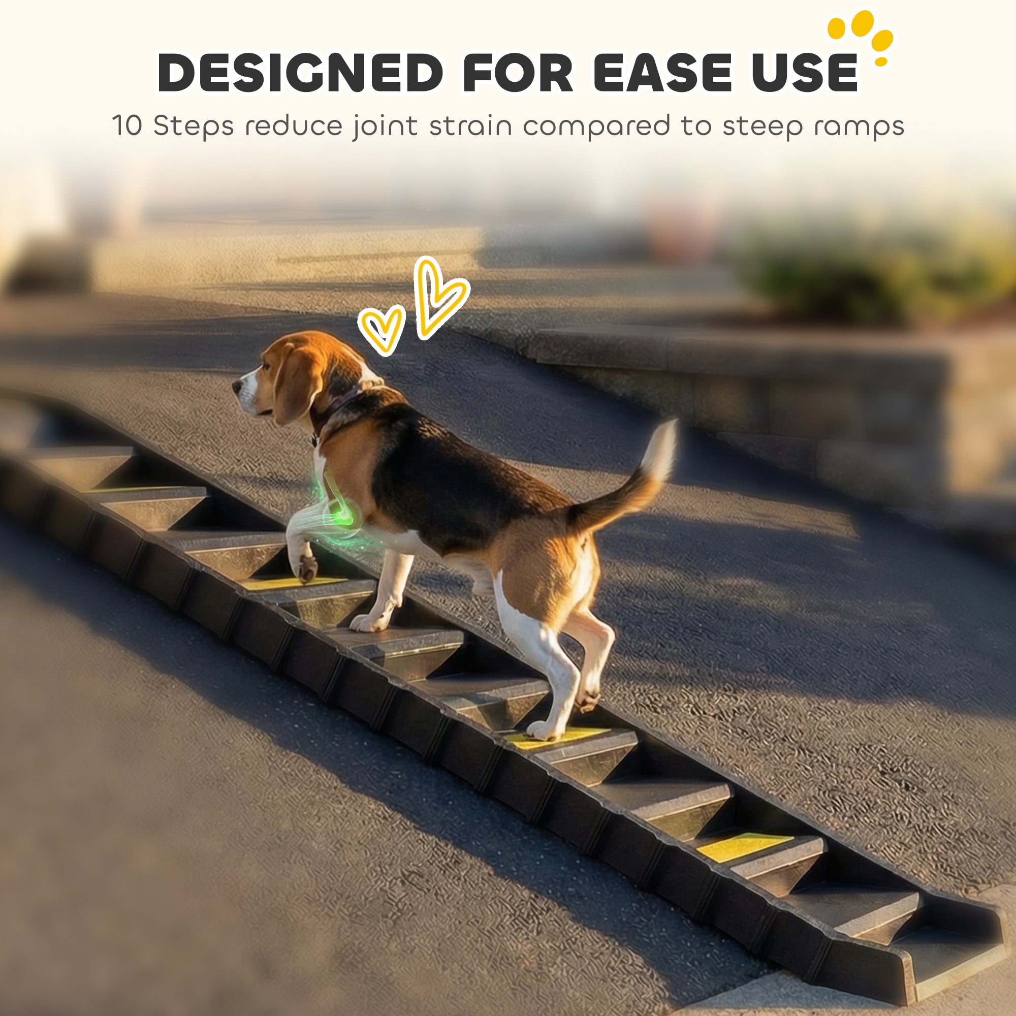 Dog Ramp for Car Truck SUV, Foldable Dog Stairs for Large Medium Small Dogs, Folding Pet Stairs with Non-slip Strips & Pads, Supports Up to 55 lbs (10 Steps), Black