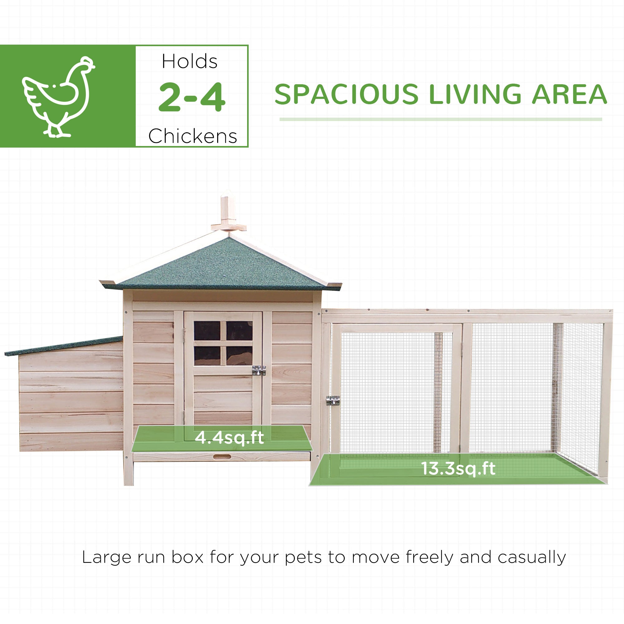 77" Chicken Coop Hen House Rabbit Hutch Poultry Cage Pen Outdoor Backyard with Nesting Box Run Natural