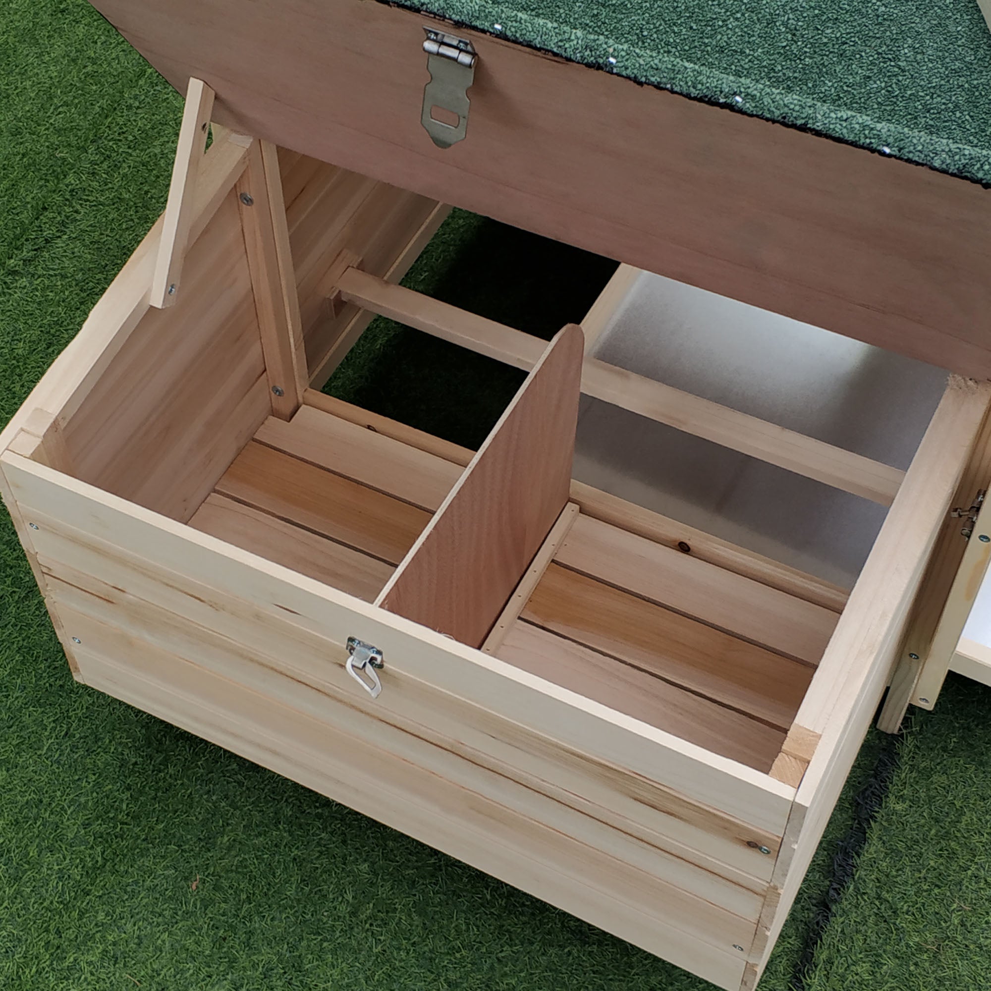 77" Chicken Coop Hen House Rabbit Hutch Poultry Cage Pen Outdoor Backyard with Nesting Box Run Natural