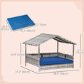 Load image into Gallery viewer, Elevated Rattan Dog House Outdoor with Canopy, Wicker Dog Bed with Water-Resistant Cushion, for Small and Medium Dogs Dark Blue
