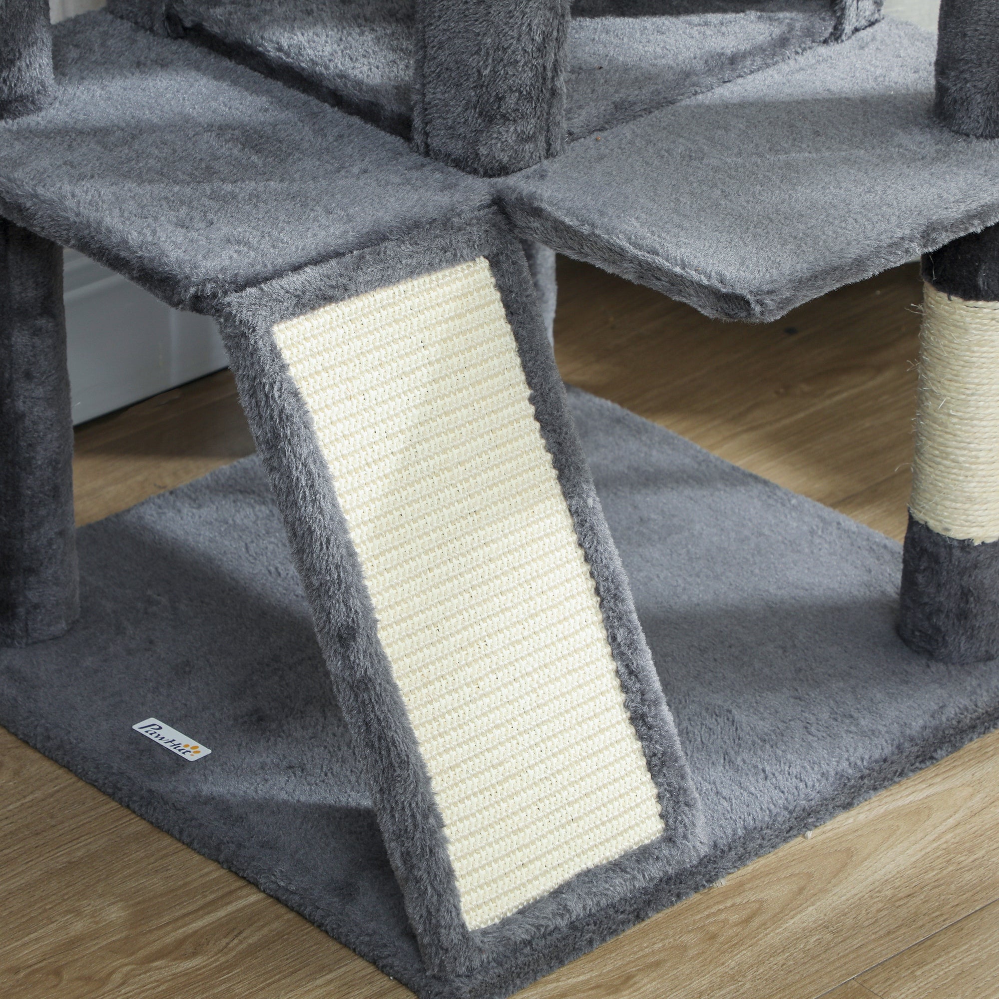 63" Cat Tree, Cat Tower for Indoor Cats with Scratching Posts, Cat Condos, Bed, Platforms, Ramp, Toy Ball, Cat Activity Center, Light Grey