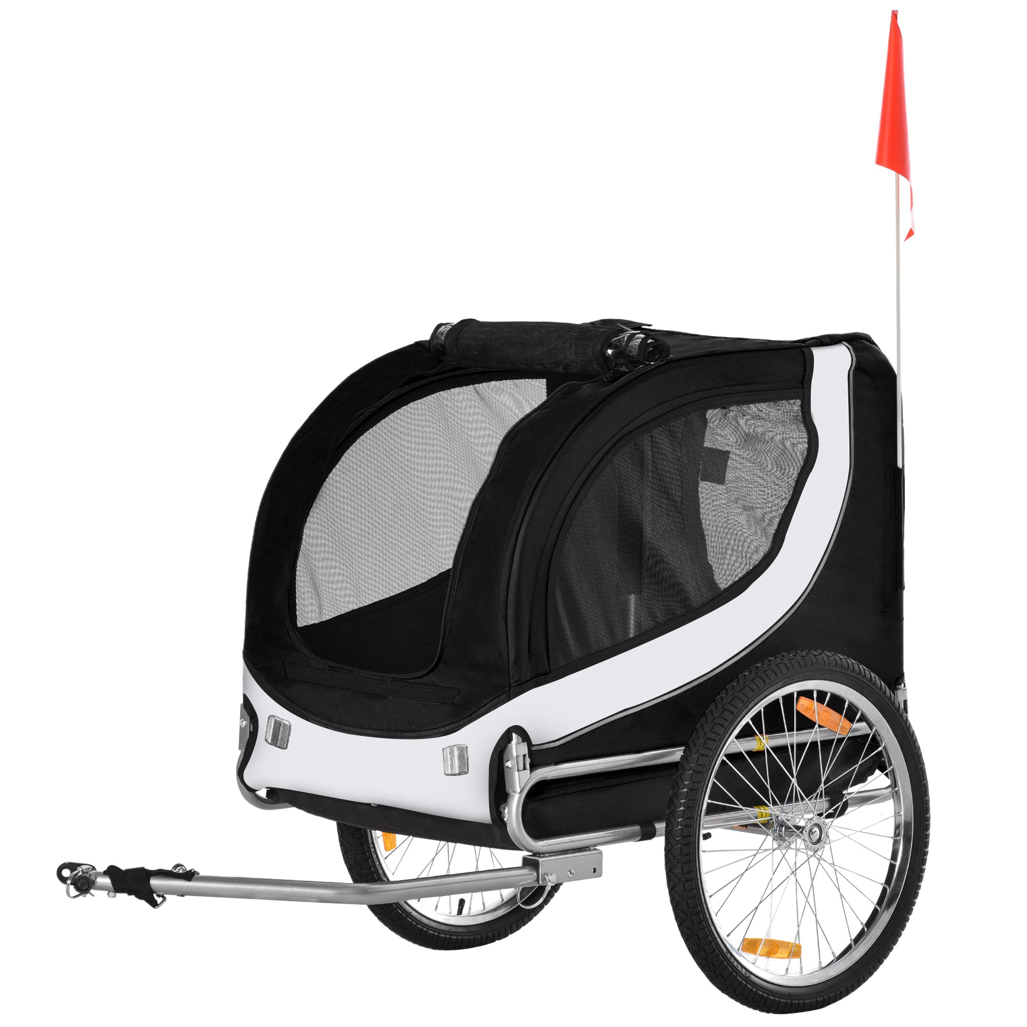 Steel Dog Bike Trailer Pet Cart Carrier for Bicycle Kit Water Resistant with Hitch Coupler Travel White and Black