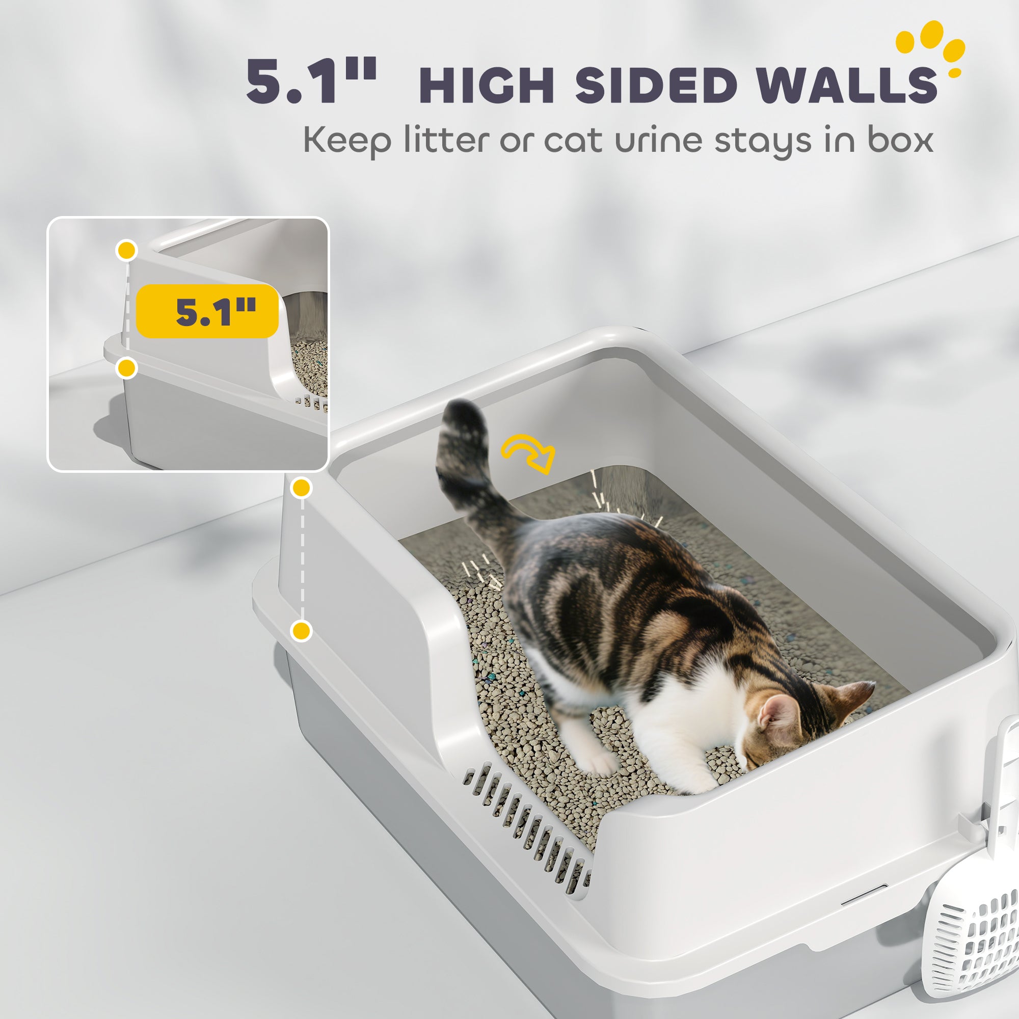 Stainless Steel Cat Litter Box with Lid, Metal Extra Large Enclosed Litter Box for Big Cats with Scoop, High Sided, Non-Stick & Anti-Urine Leakage, Easy Cleaning
