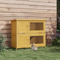 Load image into Gallery viewer, Rabbit Hutch, Wooden 2 Tier Bunny Guinea Pig Cage with Openable Top, Slide-out Tray, Ramp, Asphalt Roof, for 2 Rabbits Outdoor Backyard Use, Yellow
