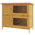 Load image into Gallery viewer, Rabbit Hutch, Wooden 2 Tier Bunny Guinea Pig Cage with Openable Top, Slide-out Tray, Ramp, Asphalt Roof, for 2 Rabbits Outdoor Backyard Use, Yellow
