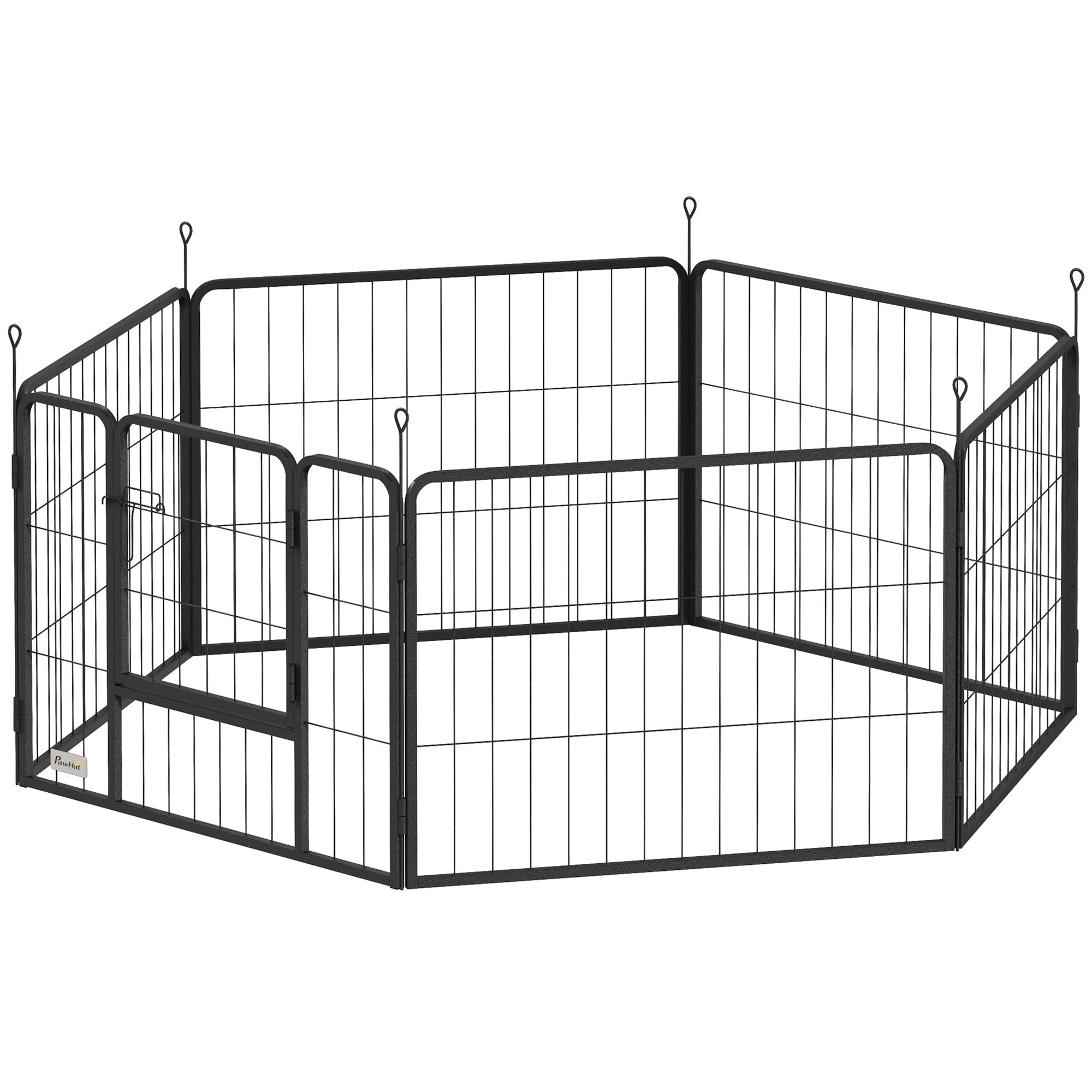 Dog Playpen, Wide 31.5"W Heavy-Duty Metal Puppy Play Pen, Pet Exercise Fences for Outside and Indoor, DIY Design with Door for Small Dogs, 6 Panels, 23.5"H