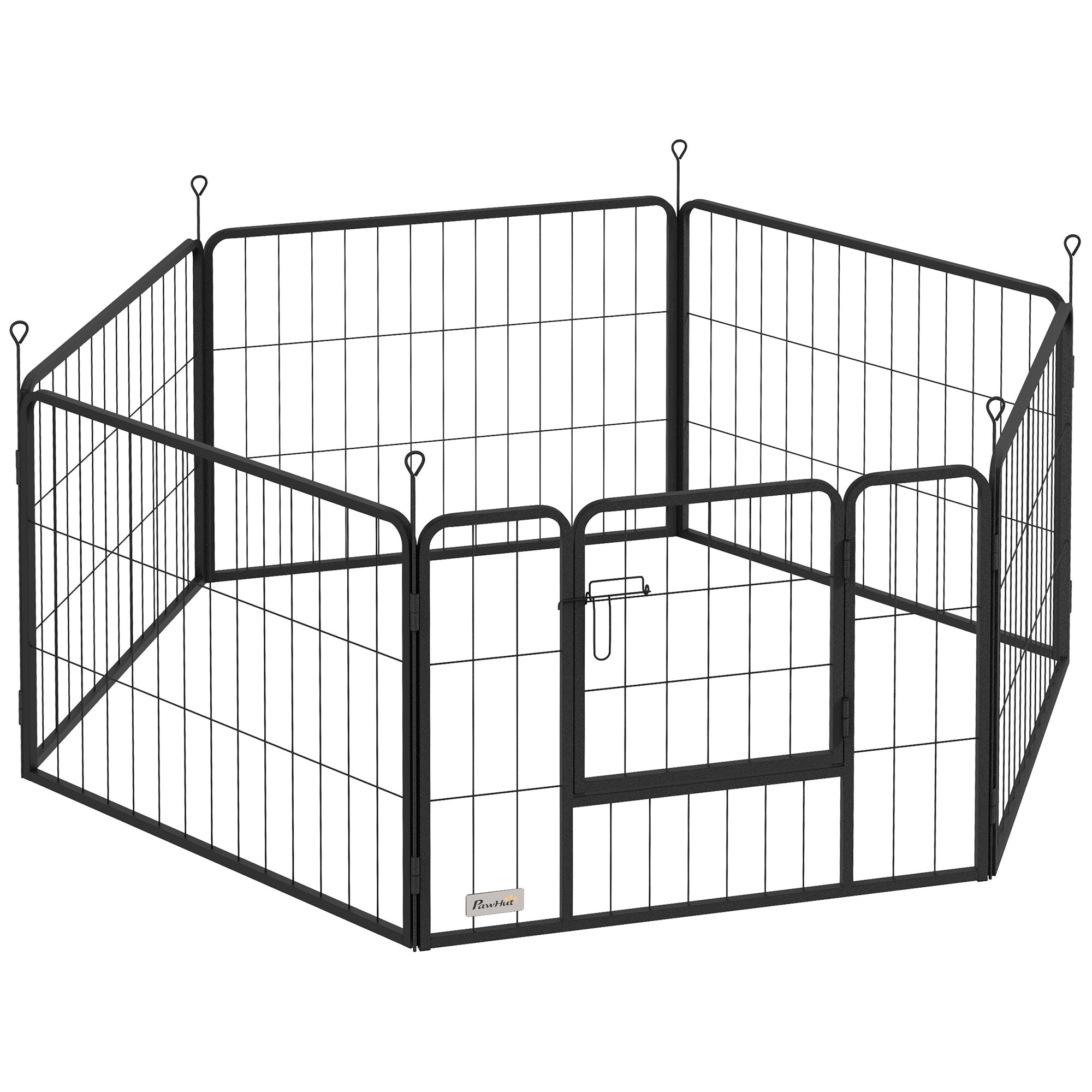 Dog Playpen, Wide 31.5"W Heavy-Duty Metal Puppy Play Pen, Pet Exercise Fences for Outside and Indoor, DIY Design with Door for Small Dogs, 6 Panels, 23.5"H