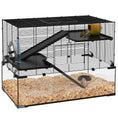 Load image into Gallery viewer, 3 Tiers Hamster Cage, Gerbil Cage with Deep Glass Bottom, Non-Slip Ramps, Platforms, Hut, Exercise Wheels, Water Bottle, Dish, for Syrian Hamster, Dwarf Hamster, 78.5 x 48.5 x 57cm
