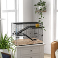 Load image into Gallery viewer, 3 Tiers Hamster Cage, Gerbil Cage with Deep Glass Bottom, Non-Slip Ramps, Platforms, Hut, Exercise Wheels, Water Bottle, Dish, for Syrian Hamster, Dwarf Hamster, 78.5 x 48.5 x 57cm
