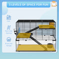 Load image into Gallery viewer, 3 Tiers Hamster Cage, Gerbil Cage with Deep Glass Bottom, Non-Slip Ramps, Platforms, Hut, Exercise Wheels, Water Bottle, Dish, for Syrian Hamster, Dwarf Hamster, 78.5 x 48.5 x 57cm

