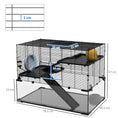Load image into Gallery viewer, 3 Tiers Hamster Cage, Gerbil Cage with Deep Glass Bottom, Non-Slip Ramps, Platforms, Hut, Exercise Wheels, Water Bottle, Dish, for Syrian Hamster, Dwarf Hamster, 78.5 x 48.5 x 57cm

