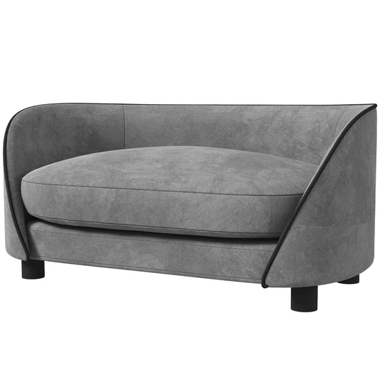 Dog Sofa Pet Couch Dog Bed with Soft Cushion, Removable Washable Cover, Velvet Touch, for Small to Medium Sized Dogs, Grey