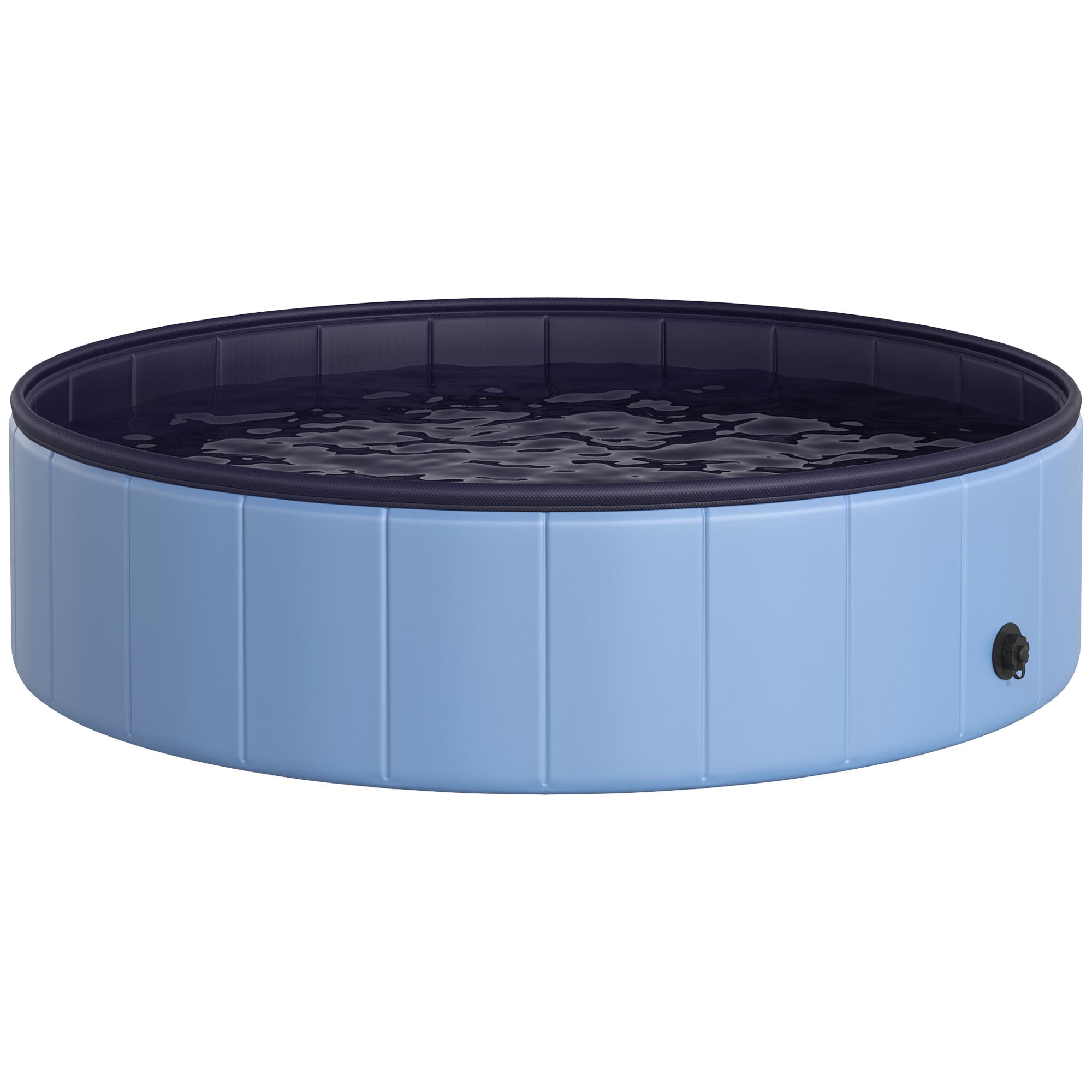 Dog Paddling Pool, Foldable Dog Pool, Leakproof & Hard Plastic, Portable Pet Bathtub with Non-Slip Base & Drainage Hole, for Indoors, Outdoors, Garden, Patio, 120 x 30 cm, Blue