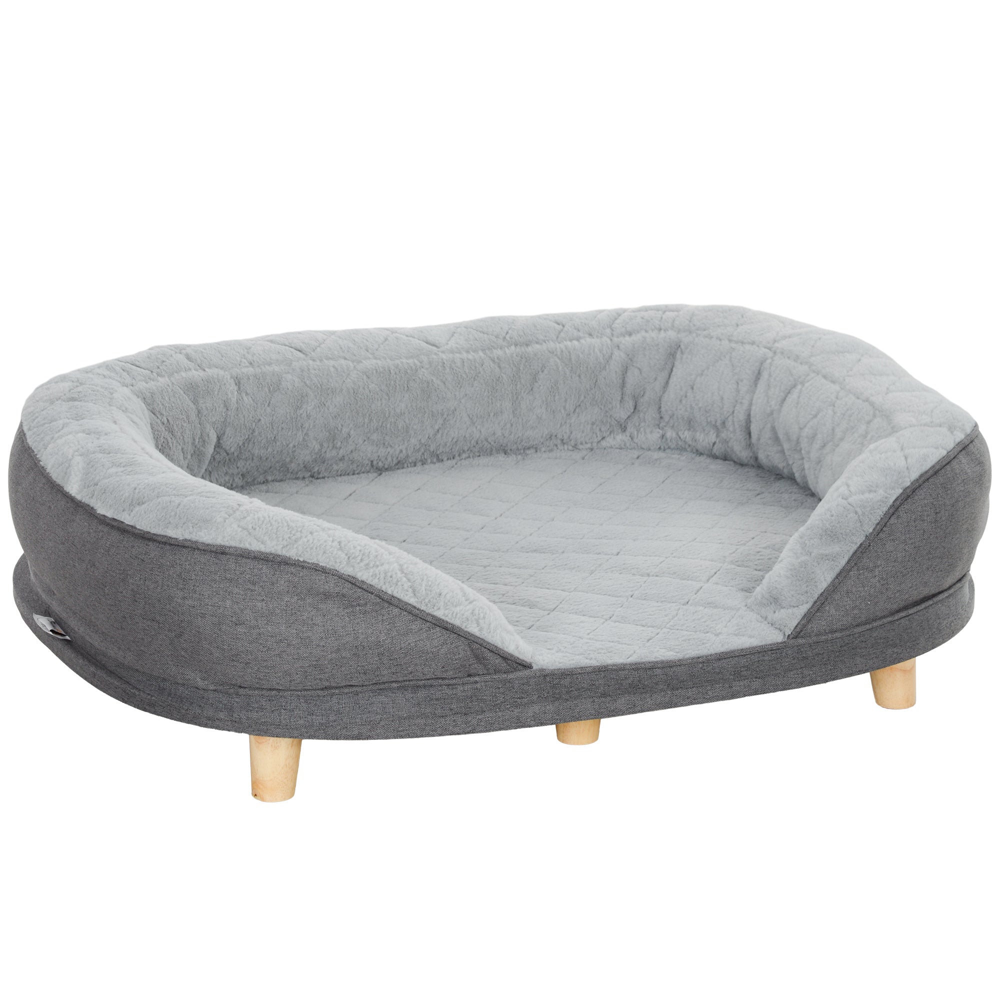 Dog Sofa Bed for Large Sized Pet, Cat Sofa with Soft Velvet Fabric, Removable Cushion, Washable Cover, Anti-Slip Foot Pads, 55 lbs Dog Couch, Grey