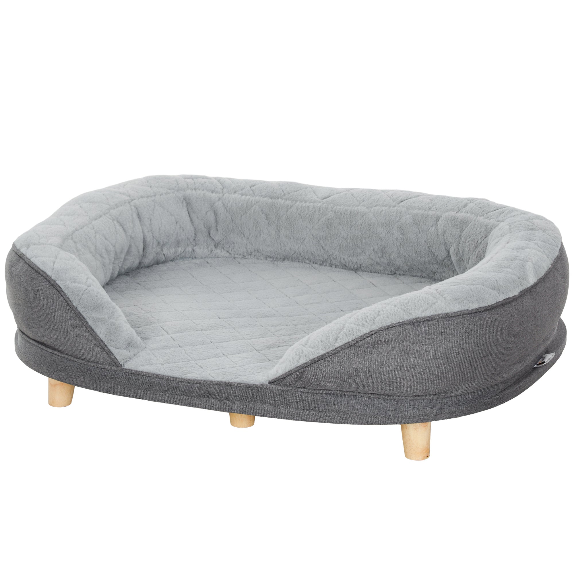 Dog Sofa Bed for Large Sized Pet, Cat Sofa with Soft Velvet Fabric, Removable Cushion, Washable Cover, Anti-Slip Foot Pads, 55 lbs Dog Couch, Grey