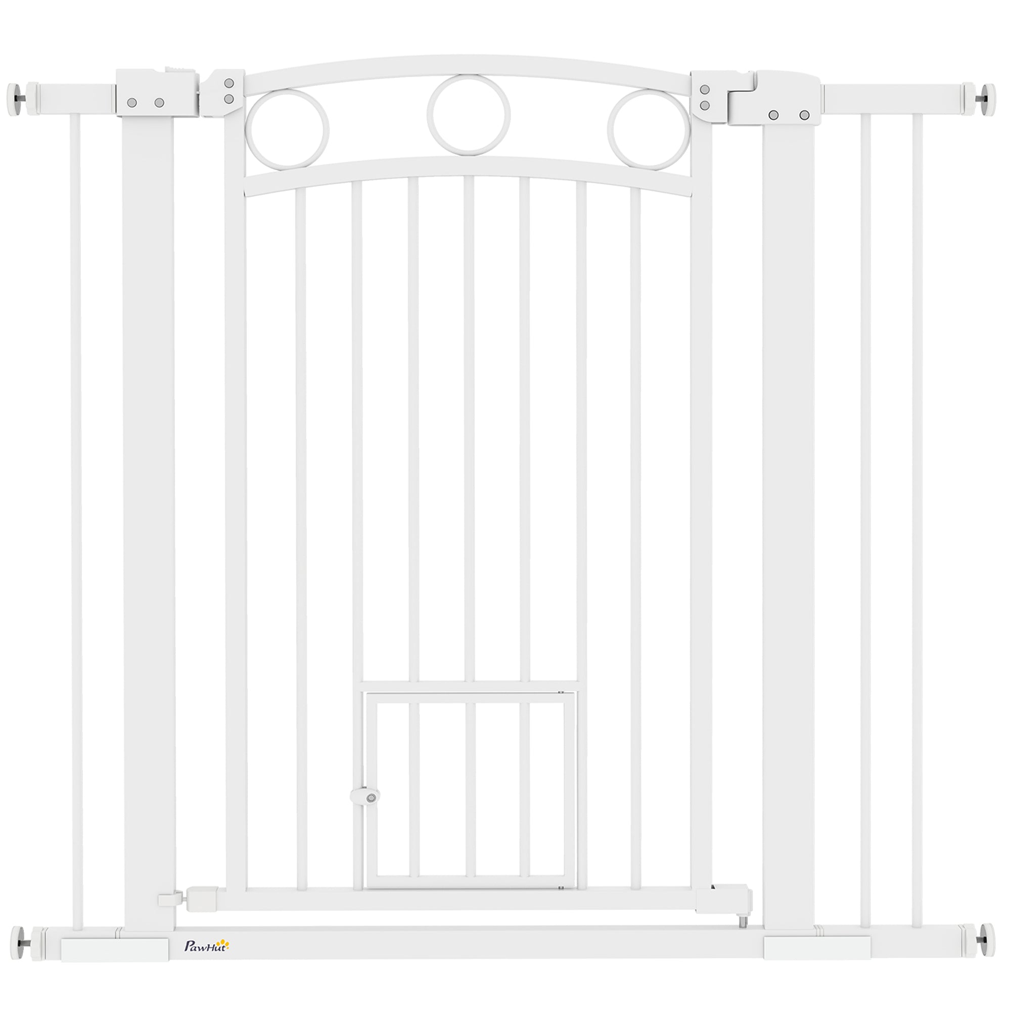 Dog Gate, 38" Extra Tall Pet Gate with Cat Door, Includes 2.8" and 5.5" Extension Kits, Pressure Mounted Stair Gate for Doorways, Hallways, Stairways, 30"-41" Width