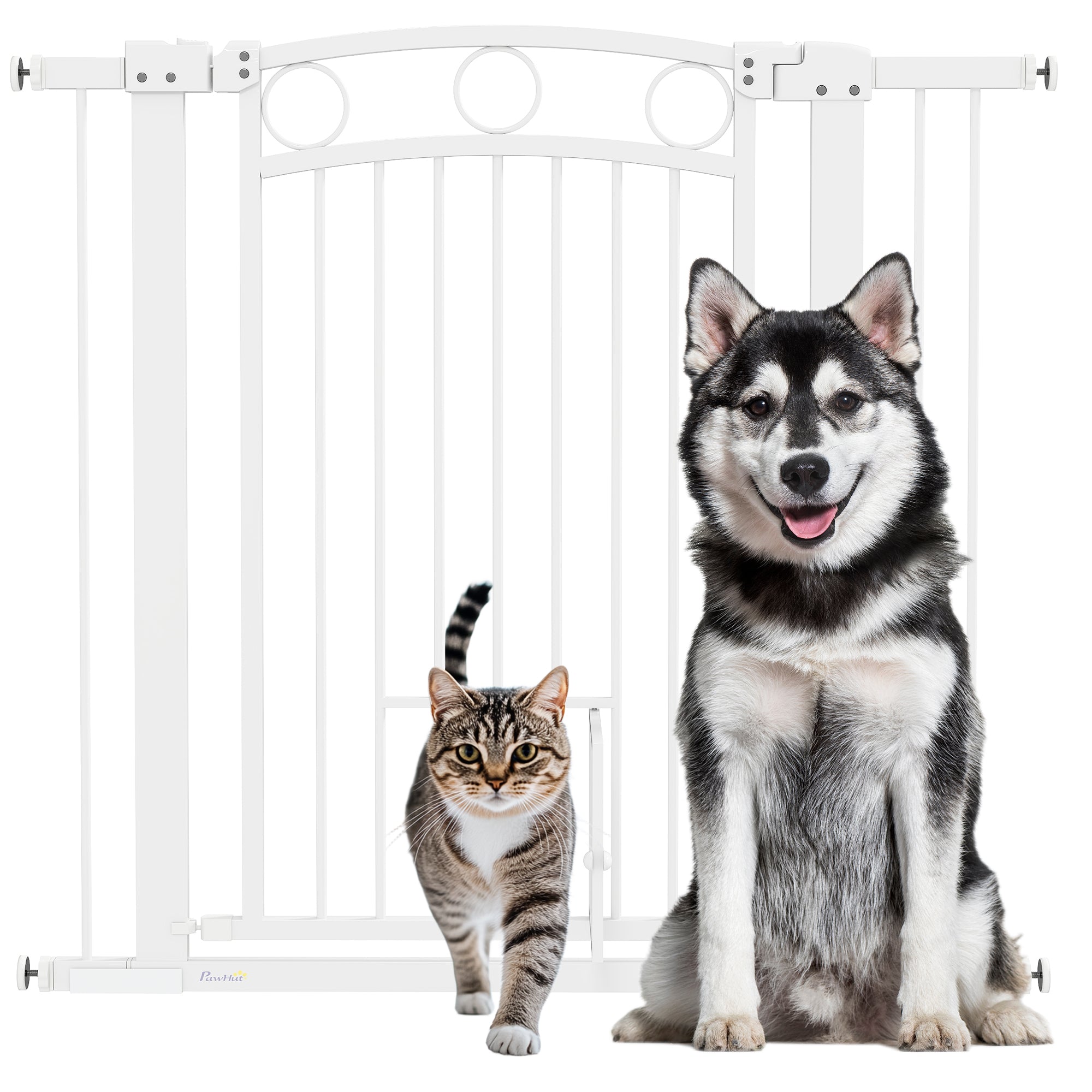 Dog Gate, 38" Extra Tall Pet Gate with Cat Door, Includes 2.8" and 5.5" Extension Kits, Pressure Mounted Stair Gate for Doorways, Hallways, Stairways, 30"-41" Width