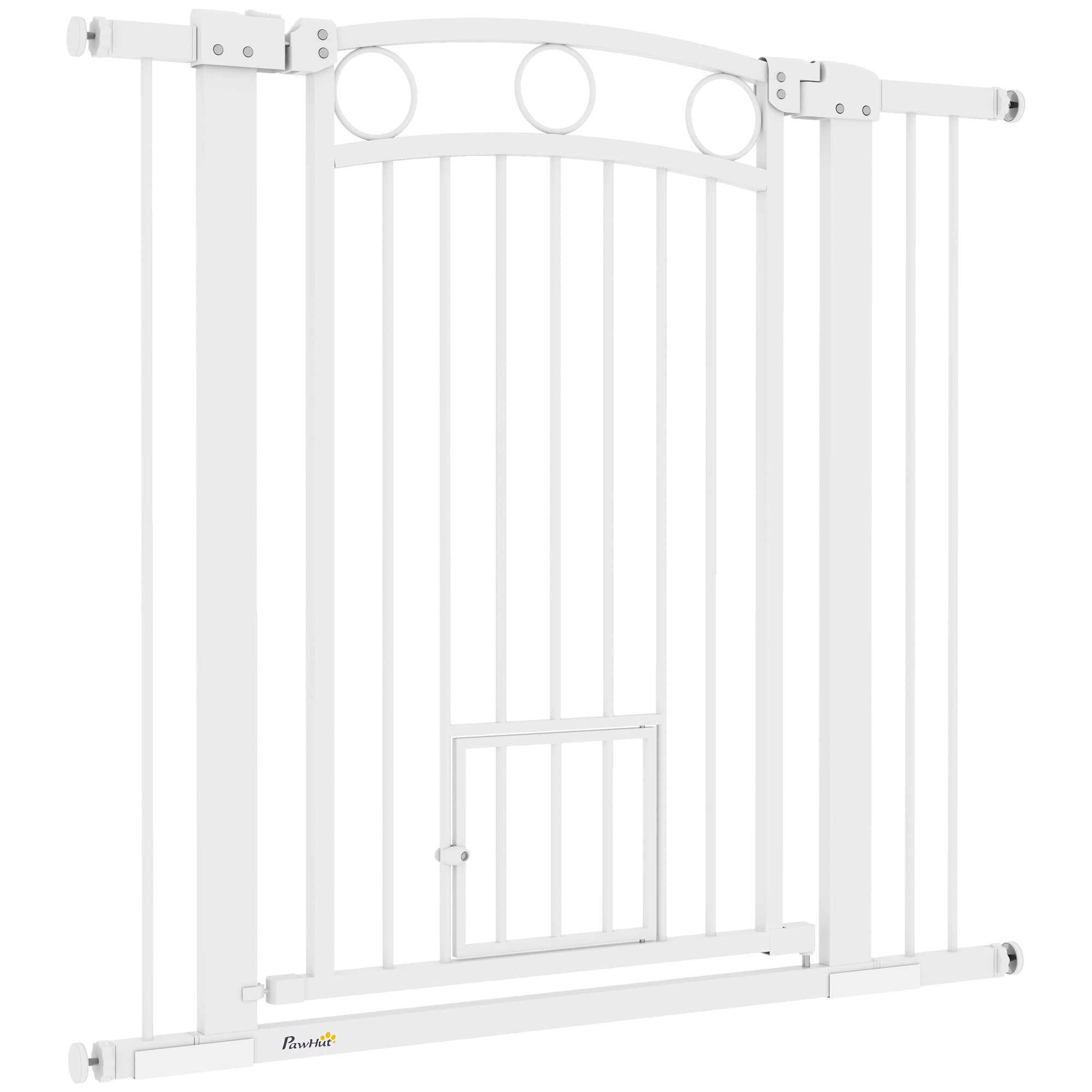 Dog Gate, 38" Extra Tall Pet Gate with Cat Door, Includes 2.8" and 5.5" Extension Kits, Pressure Mounted Stair Gate for Doorways, Hallways, Stairways, 30"-41" Width