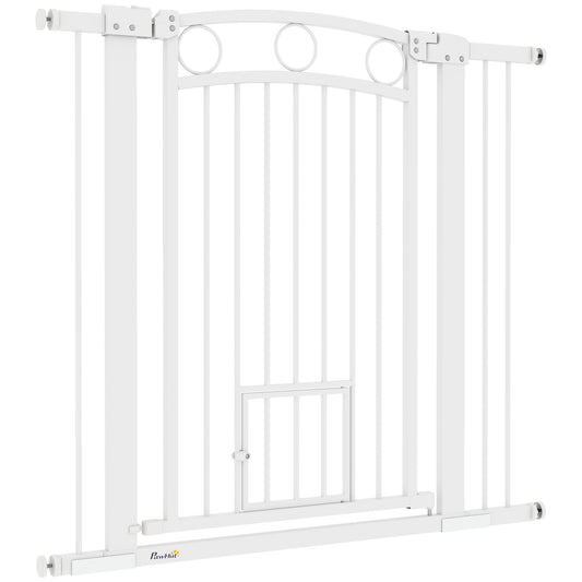 Dog Gate, 38" Extra Tall Pet Gate with Cat Door, Includes 2.8" and 5.5" Extension Kits, Pressure Mounted Stair Gate for Doorways, Hallways, Stairways, 30"-41" Width