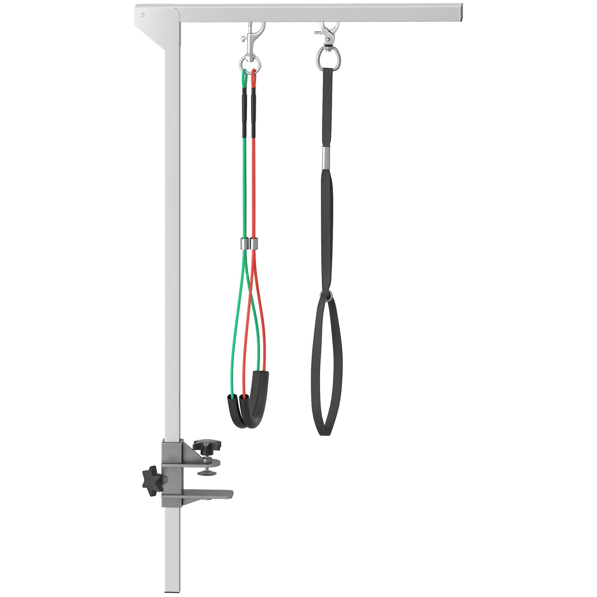 Foldable Pet Grooming Arm w/ Clamp 30 Inch Height Adjustable, Dog Grooming Loop, Two No Sit Haunch Holders for Small Medium Dogs, Sliver
