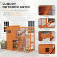 Load image into Gallery viewer, Catio Outdoor Cat Enclosure, 76" L Large Weatherproof Cat House with Cat Condo, Jumping Platforms, Ladder, Ramps, Hammock for 2-3 Indoor Cats, Orange
